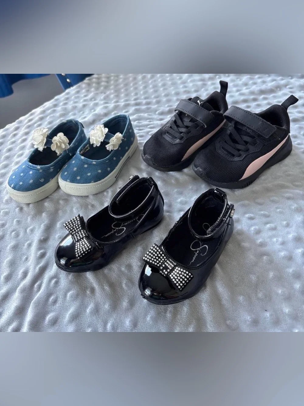 Girls Black Patent Mary Jane Shoes with Rhinestone Bow